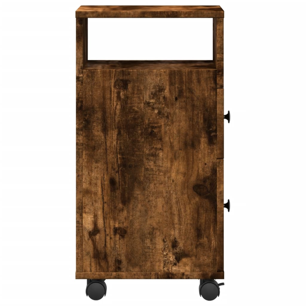 vidaXL Badschrank Schmal mit Rollen Räuchereiche Holzwerkstoff