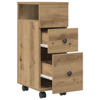vidaXL Badschrank Schmal mit Rollen Artisan-Eiche Holzwerkstoff