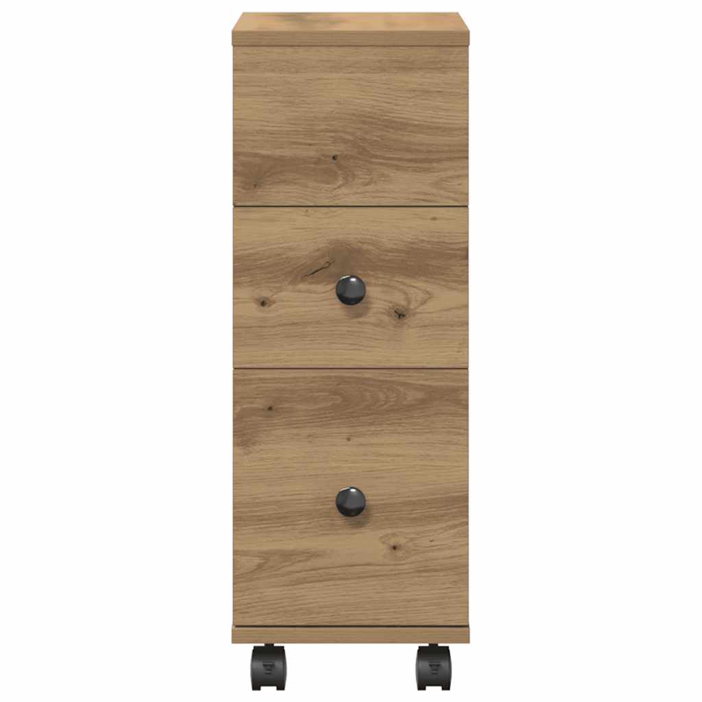 vidaXL Badschrank Schmal mit Rollen Artisan-Eiche Holzwerkstoff