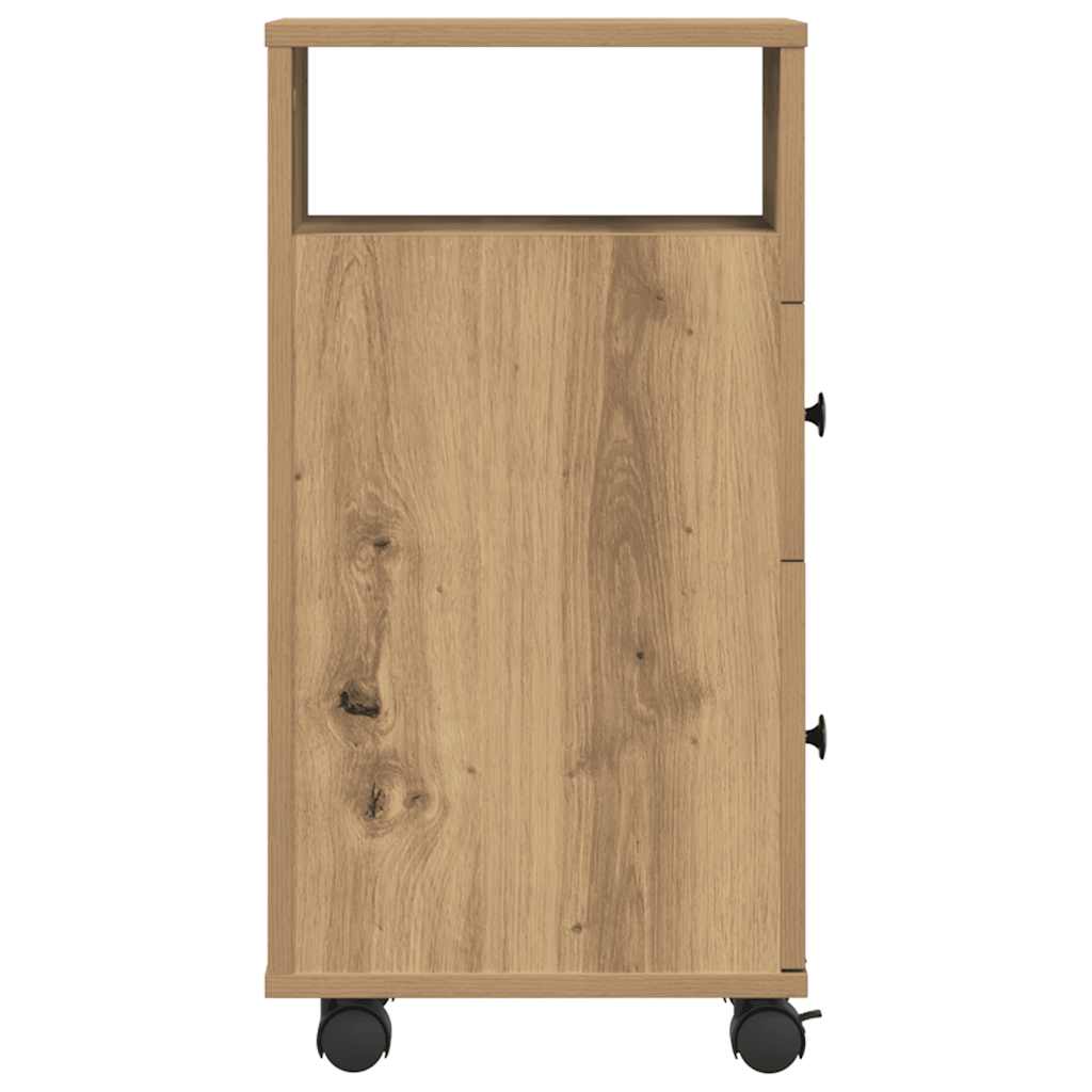 vidaXL Badschrank Schmal mit Rollen Artisan-Eiche Holzwerkstoff