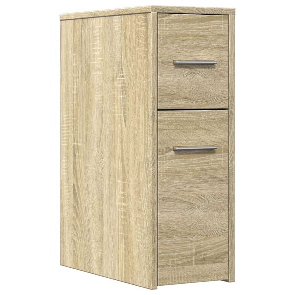 vidaXL Badschrank Schmal mit Rollen Sonoma-Eiche Holzwerkstoff
