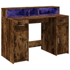 vidaXL LED-Schreibtisch Räuchereiche 120x55x91 cm Holzwerkstoff