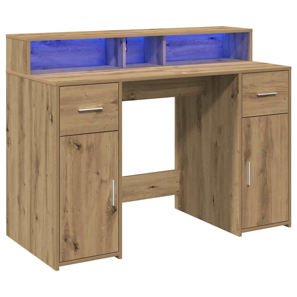 vidaXL LED-Schreibtisch Artisan-Eiche 120x55x91 cm Holzwerkstoff