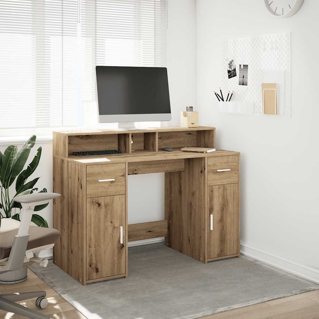 vidaXL LED-Schreibtisch Artisan-Eiche 120x55x91 cm Holzwerkstoff