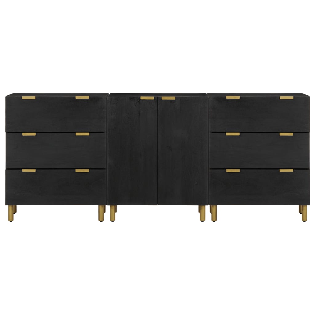 vidaXL 3-tlg. Sideboards Schwarz Holzwerkstoff