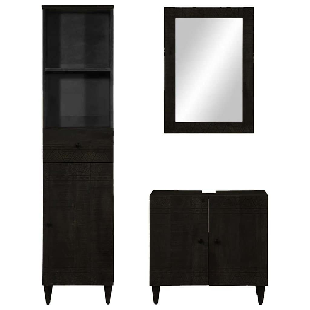 vidaXL 3-tlg. Badmöbel-Set Massivholz Mango