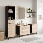 vidaXL Badezimmer Sets mit Regal 4 pcs Weiße gewaschene Oberfläche