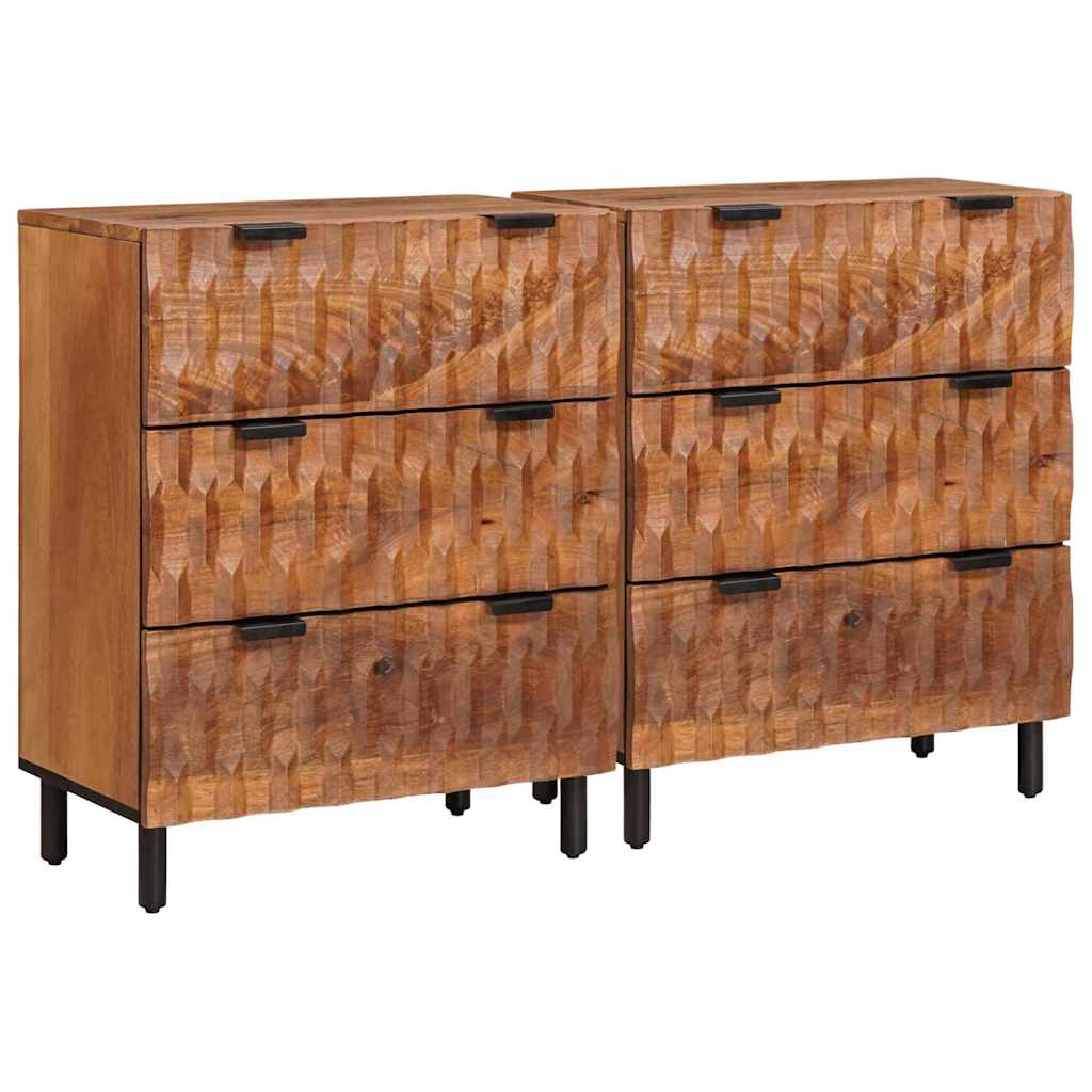 vidaXL Sideboard 2 pcs Akazienbraune Oberfläche 60 x 33 x 75 cm