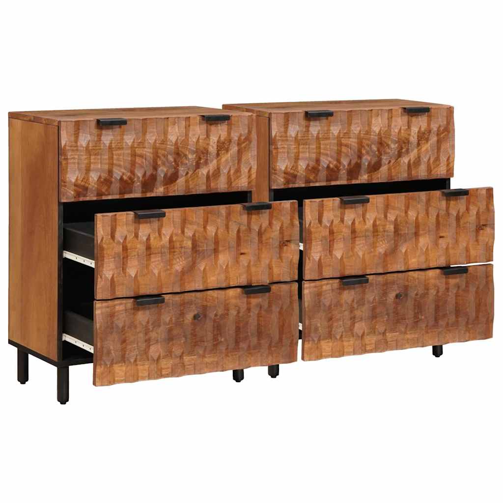 vidaXL Sideboard 2 pcs Akazienbraune Oberfläche 60 x 33 x 75 cm