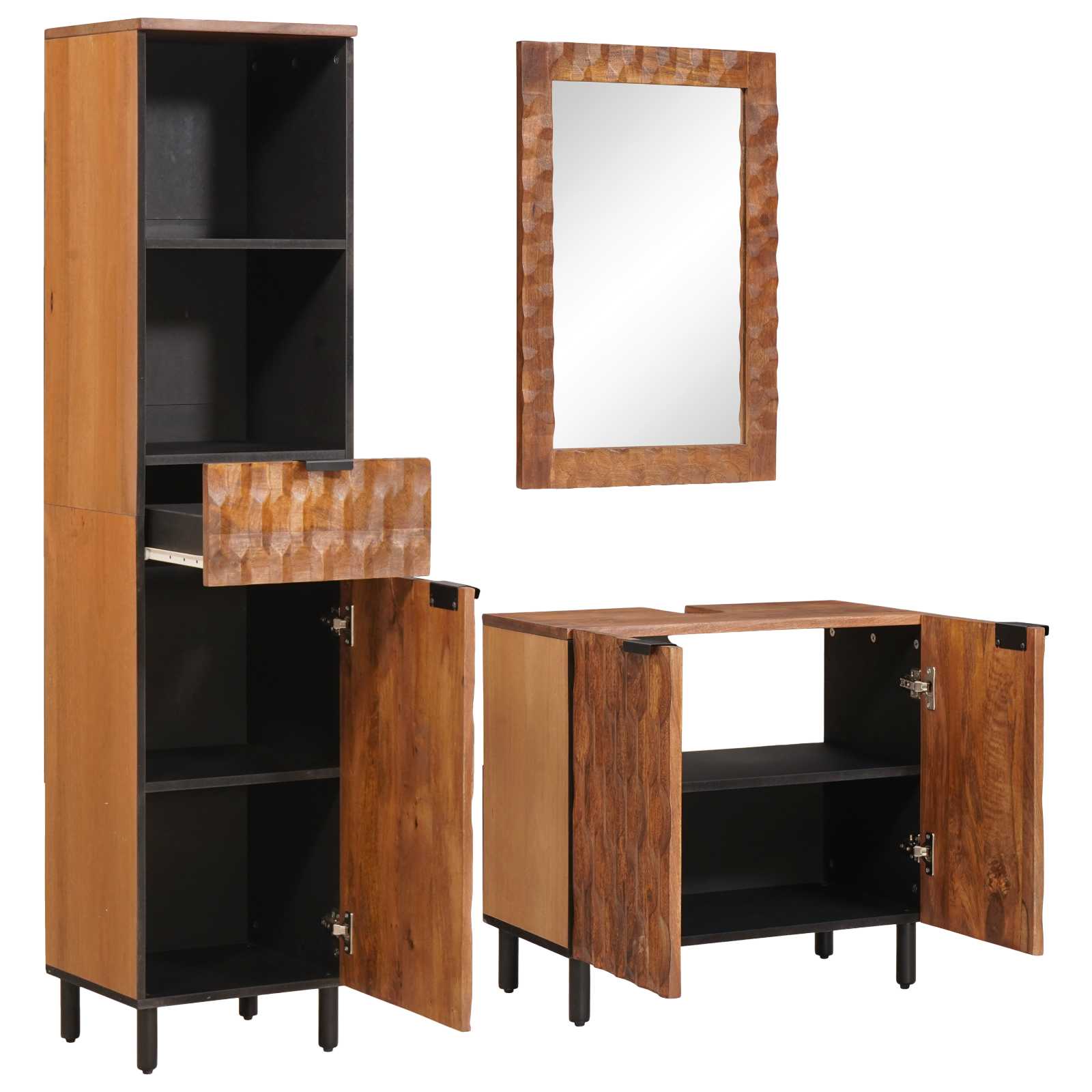 vidaXL Badezimmer Sets 3 pcs Akazie Braun Winish Massivholz Mango