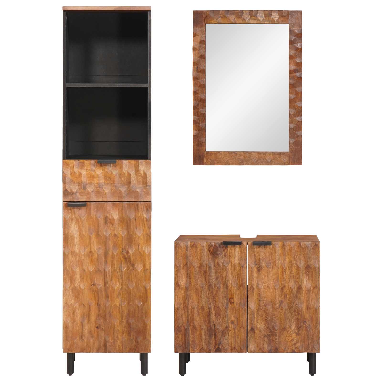 vidaXL Badezimmer Sets 3 pcs Akazie Braun Winish Massivholz Mango