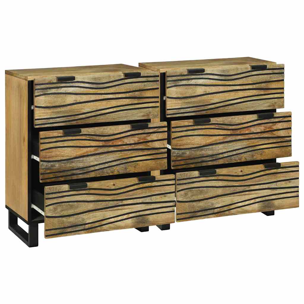 vidaXL Sideboard Set 2 pcs Natur 120 x 33,5 x 75 cm Massivholz Mango