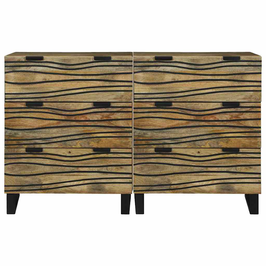 vidaXL Sideboard Set 2 pcs Natur 120 x 33,5 x 75 cm Massivholz Mango