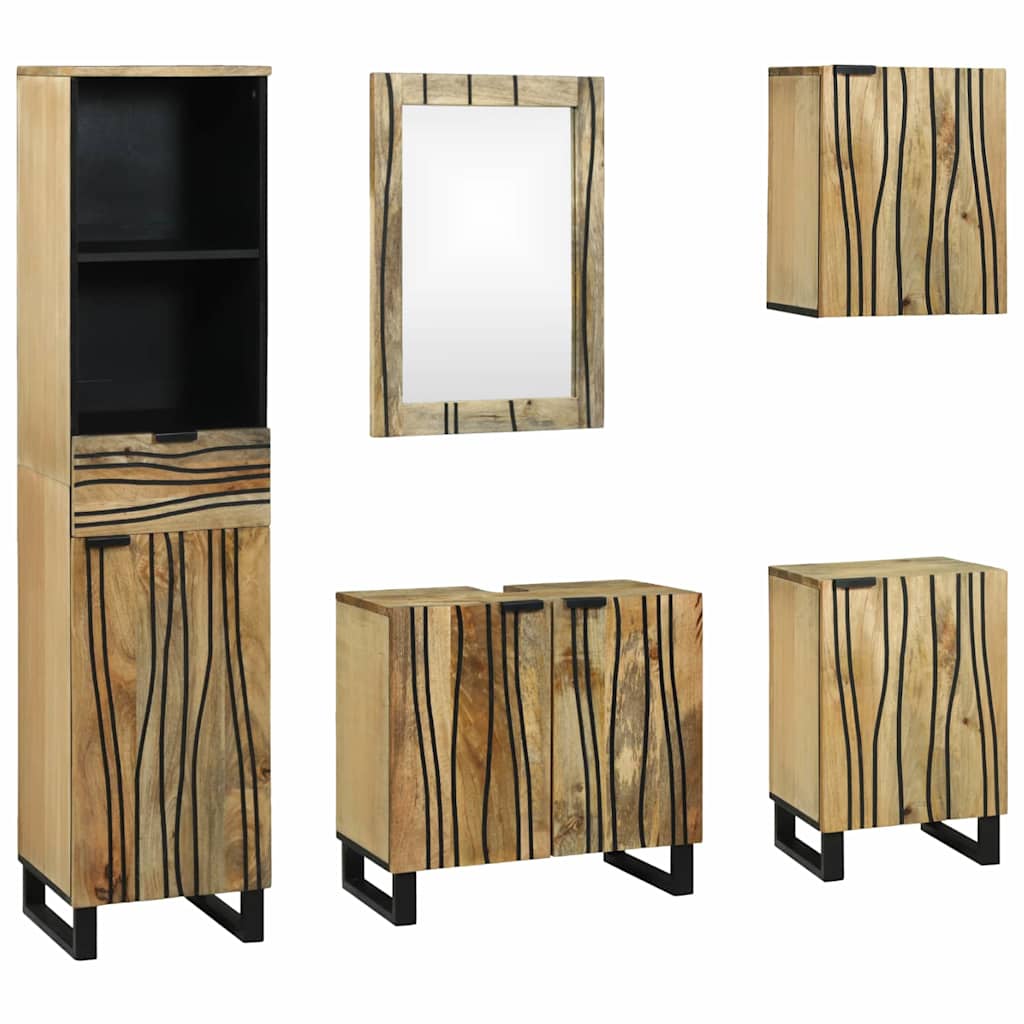 vidaXL Badezimmermöbel-Set mit Schubladen 5 pcs Braun Holzwerkstoff