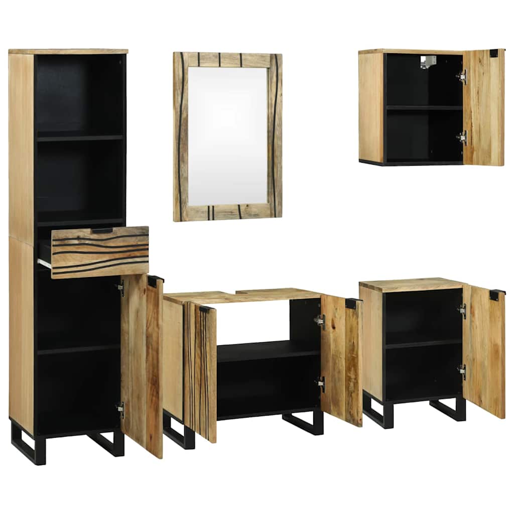 vidaXL Badezimmermöbel-Set mit Schubladen 5 pcs Braun Holzwerkstoff