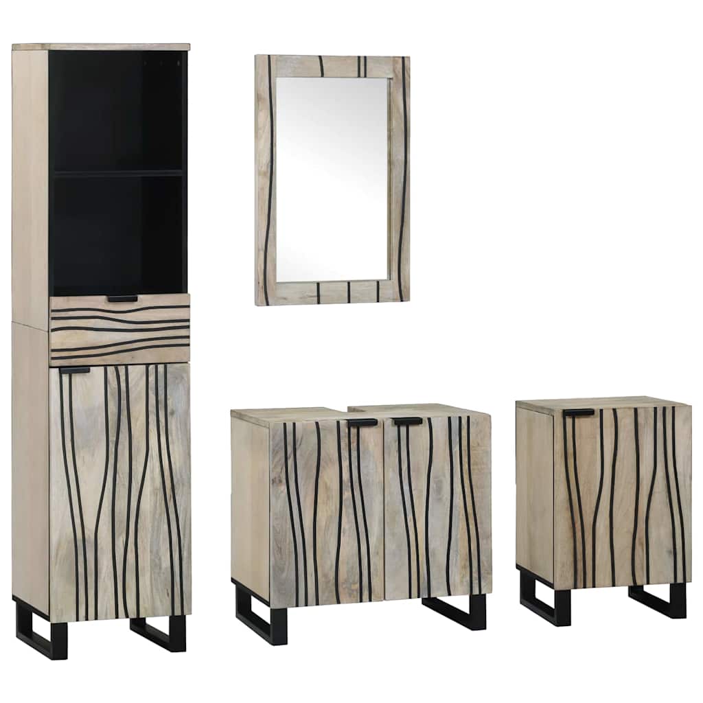 vidaXL Badezimmermöbel-Set mit Regal 4 pcs Walnussbraun Holzwerkstoff