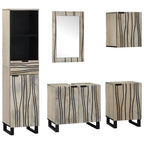 vidaXL Badezimmermöbel-Set mit Regal 5 pcs Walnussbraun Holzwerkstoff