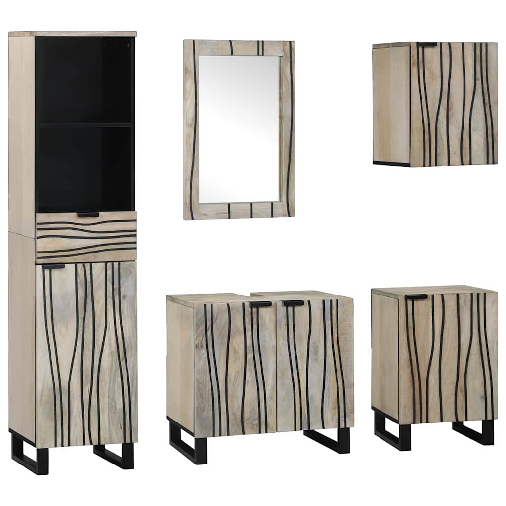 vidaXL Badezimmermöbel-Set mit Regal 5 pcs Walnussbraun Holzwerkstoff