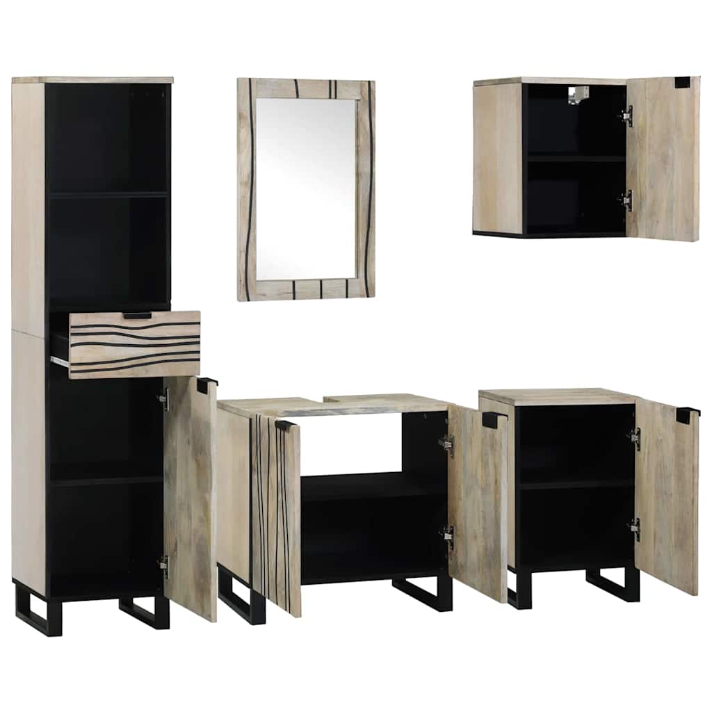 vidaXL Badezimmermöbel-Set mit Regal 5 pcs Walnussbraun Holzwerkstoff