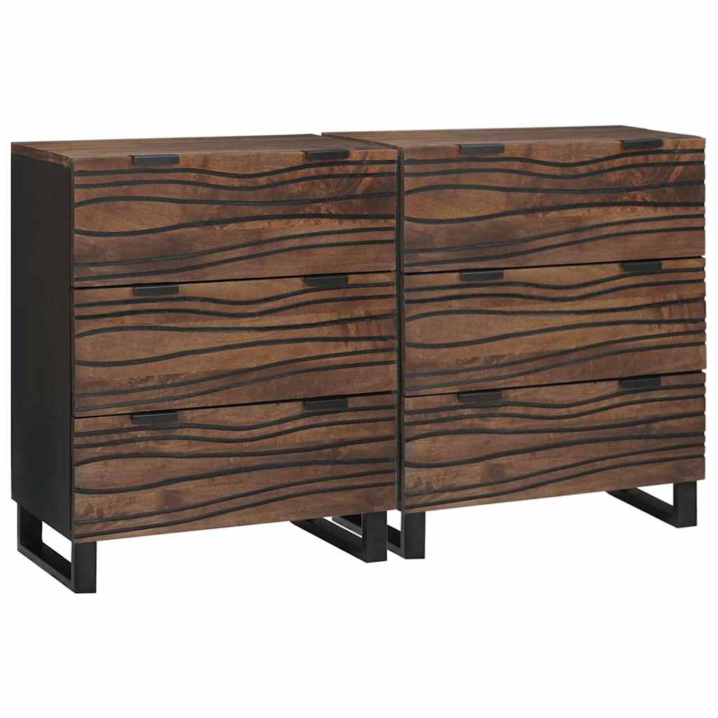 vidaXL Sideboard Set 2 pcs Walnuss 120 x 33,5 x 75 cm Massivholz Mango