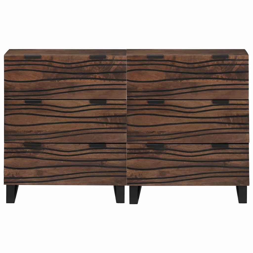 vidaXL Sideboard Set 2 pcs Walnuss 120 x 33,5 x 75 cm Massivholz Mango