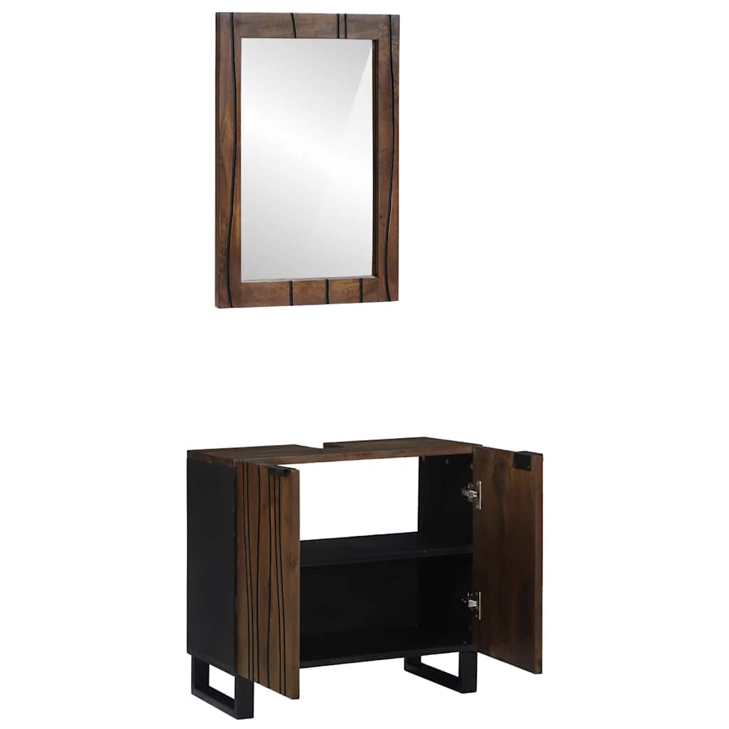 vidaXL Badezimmerschrank-Set 2 pcs Walnussbraun Massivholz Mango