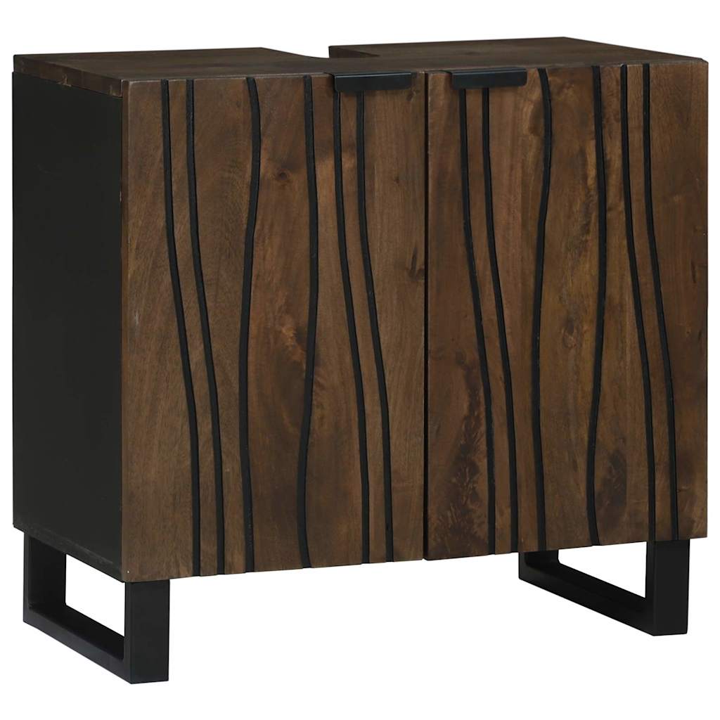 vidaXL Badezimmerschrank-Set 2 pcs Walnussbraun Massivholz Mango