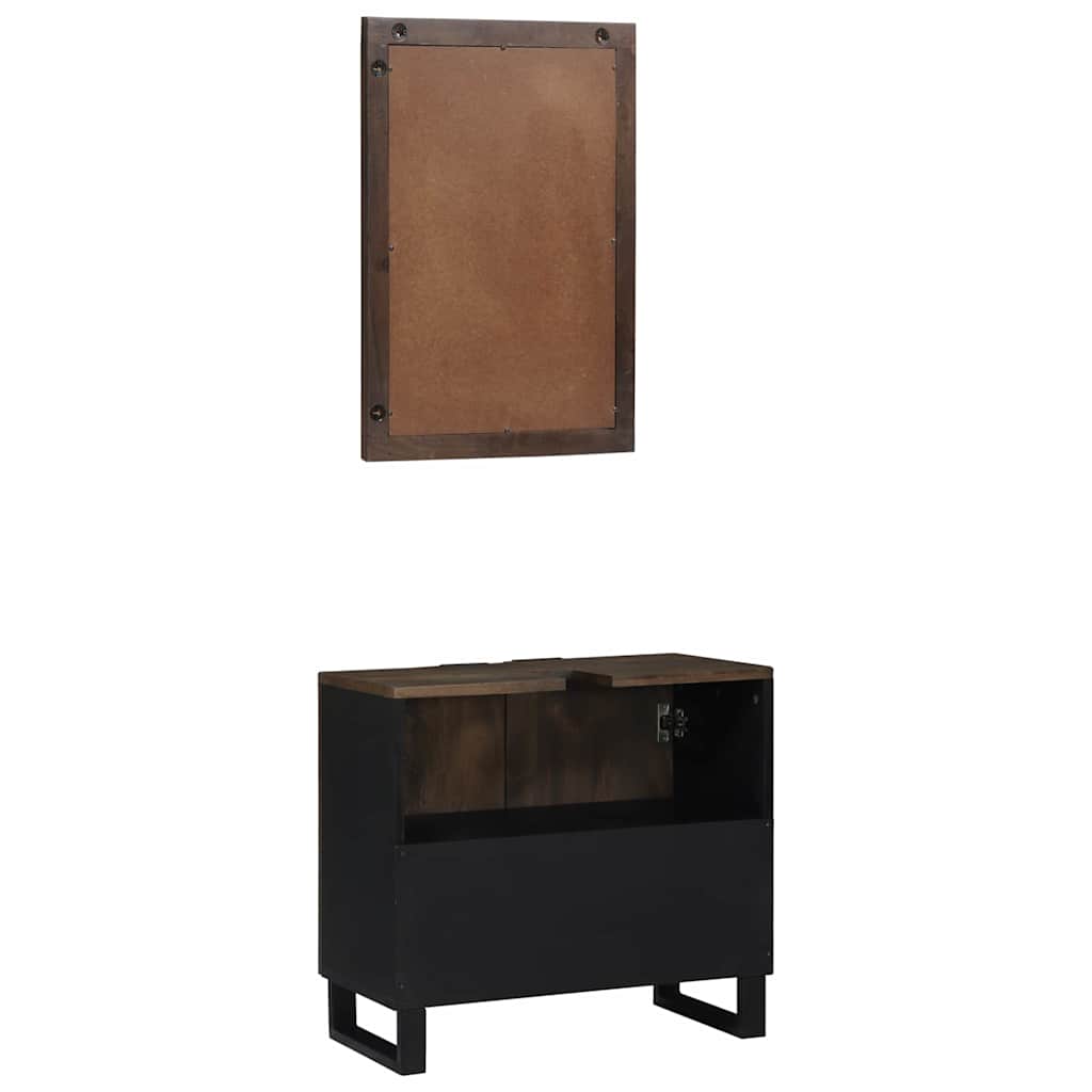 vidaXL Badezimmerschrank-Set 2 pcs Walnussbraun Massivholz Mango