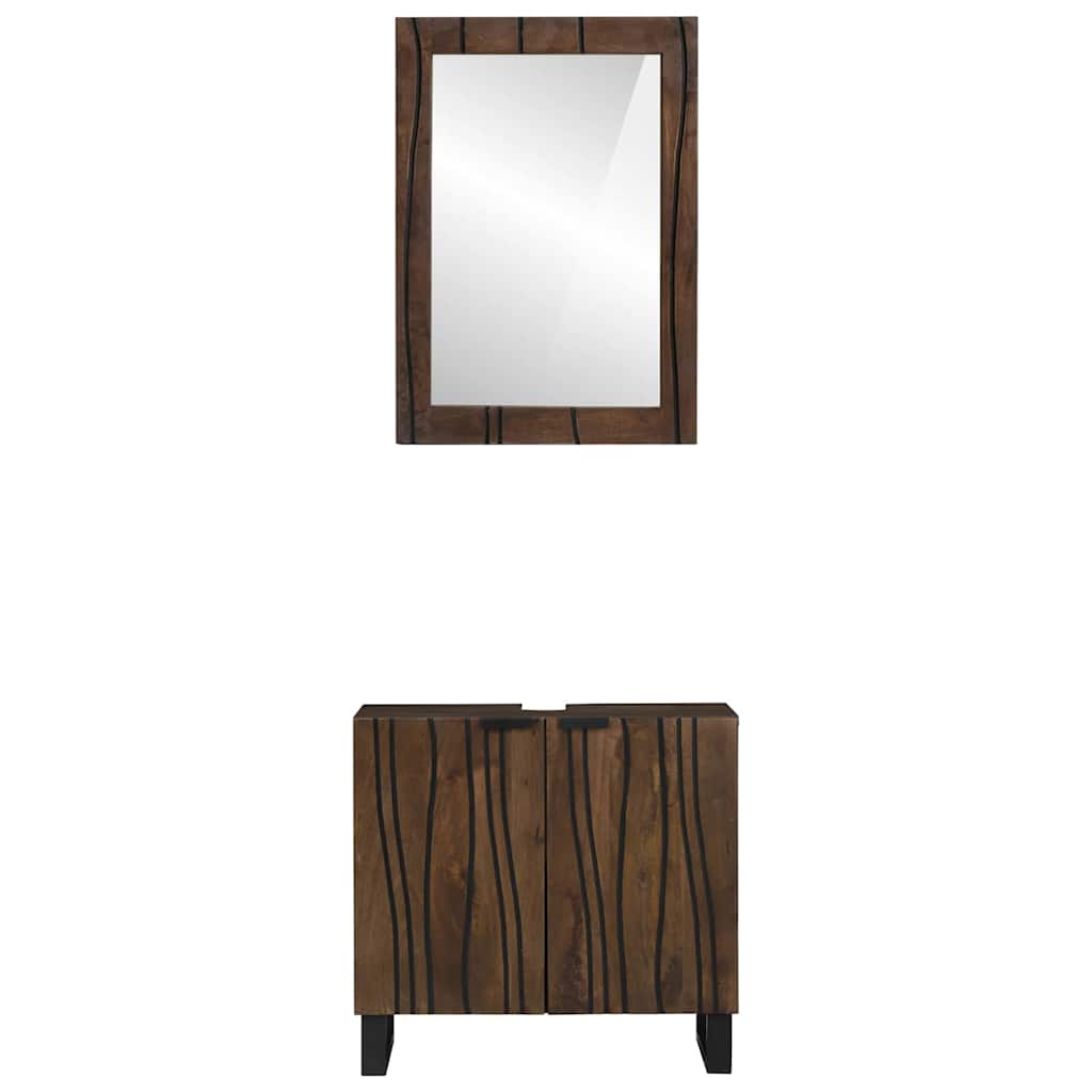 vidaXL Badezimmerschrank-Set 2 pcs Walnussbraun Massivholz Mango