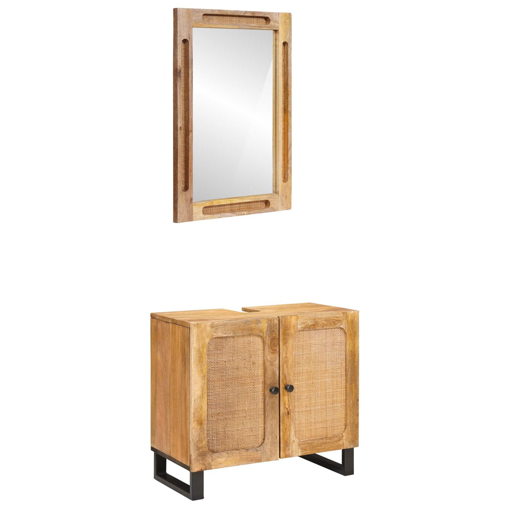 vidaXL Badezimmer Sets mit Speicher 2 pcs Braun Massivholz Mango