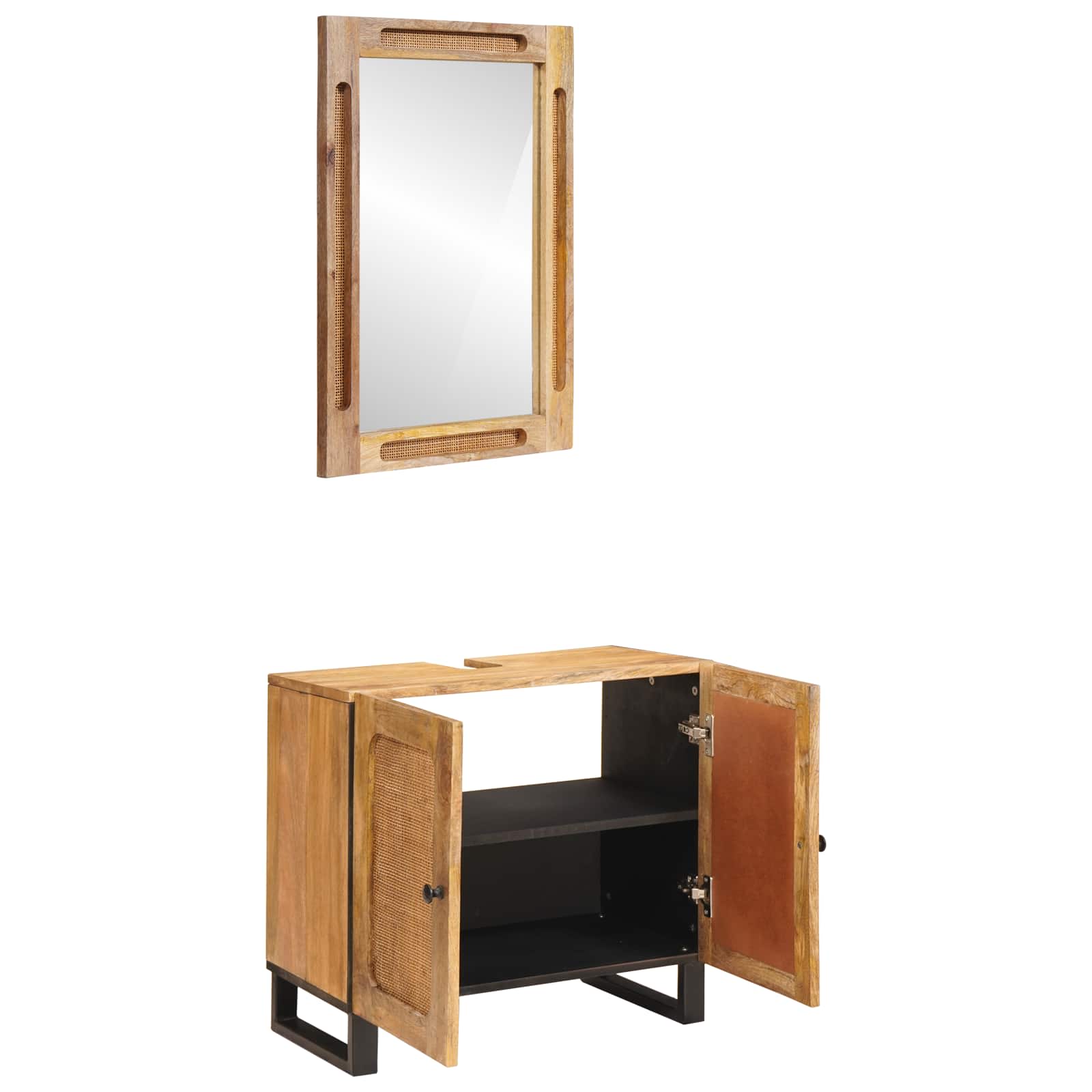 vidaXL Badezimmer Sets mit Speicher 2 pcs Braun Massivholz Mango