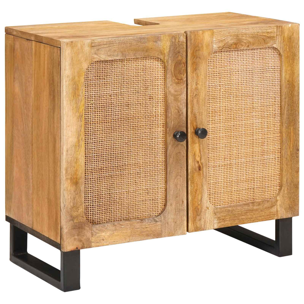 vidaXL Badezimmer Sets mit Speicher 2 pcs Braun Massivholz Mango