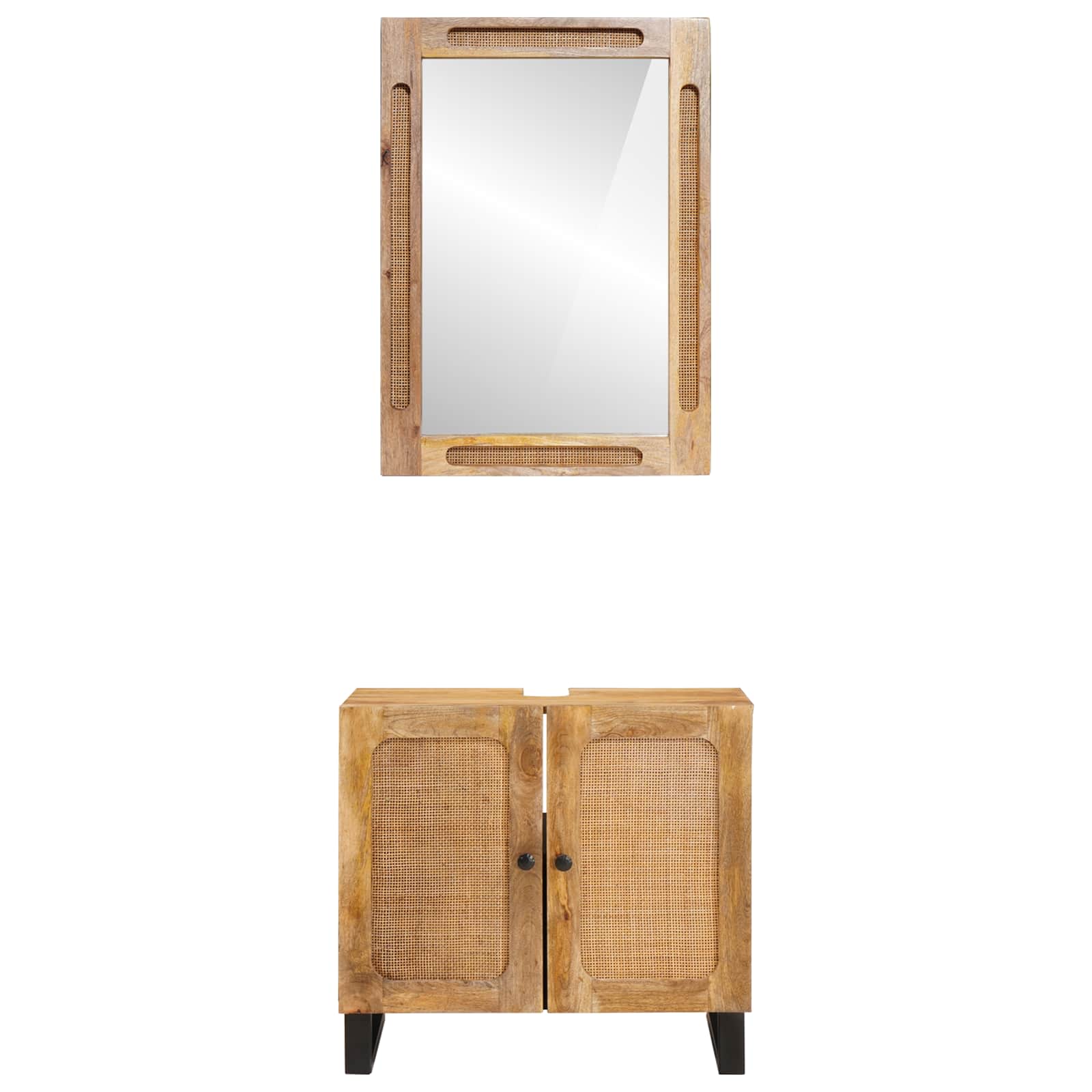 vidaXL Badezimmer Sets mit Speicher 2 pcs Braun Massivholz Mango