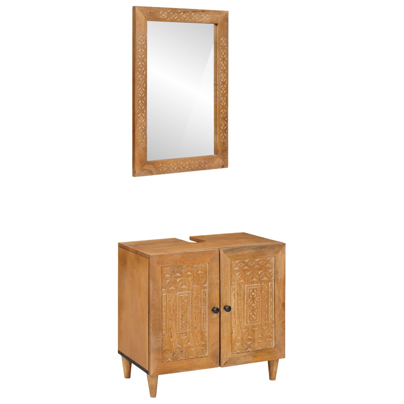 vidaXL Badezimmermöbel-Set mit Regal mit Tür 2 pcs Braun Holzwerkstoff