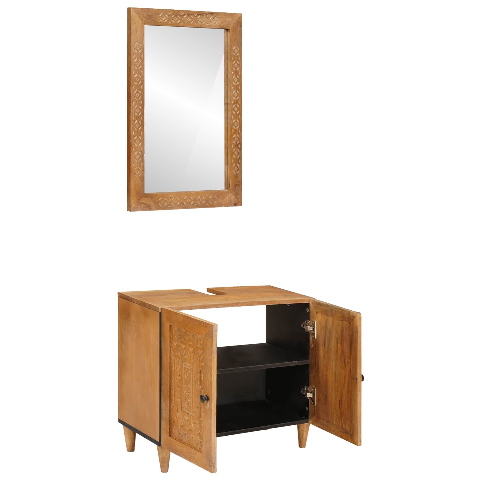 vidaXL Badezimmermöbel-Set mit Regal mit Tür 2 pcs Braun Holzwerkstoff