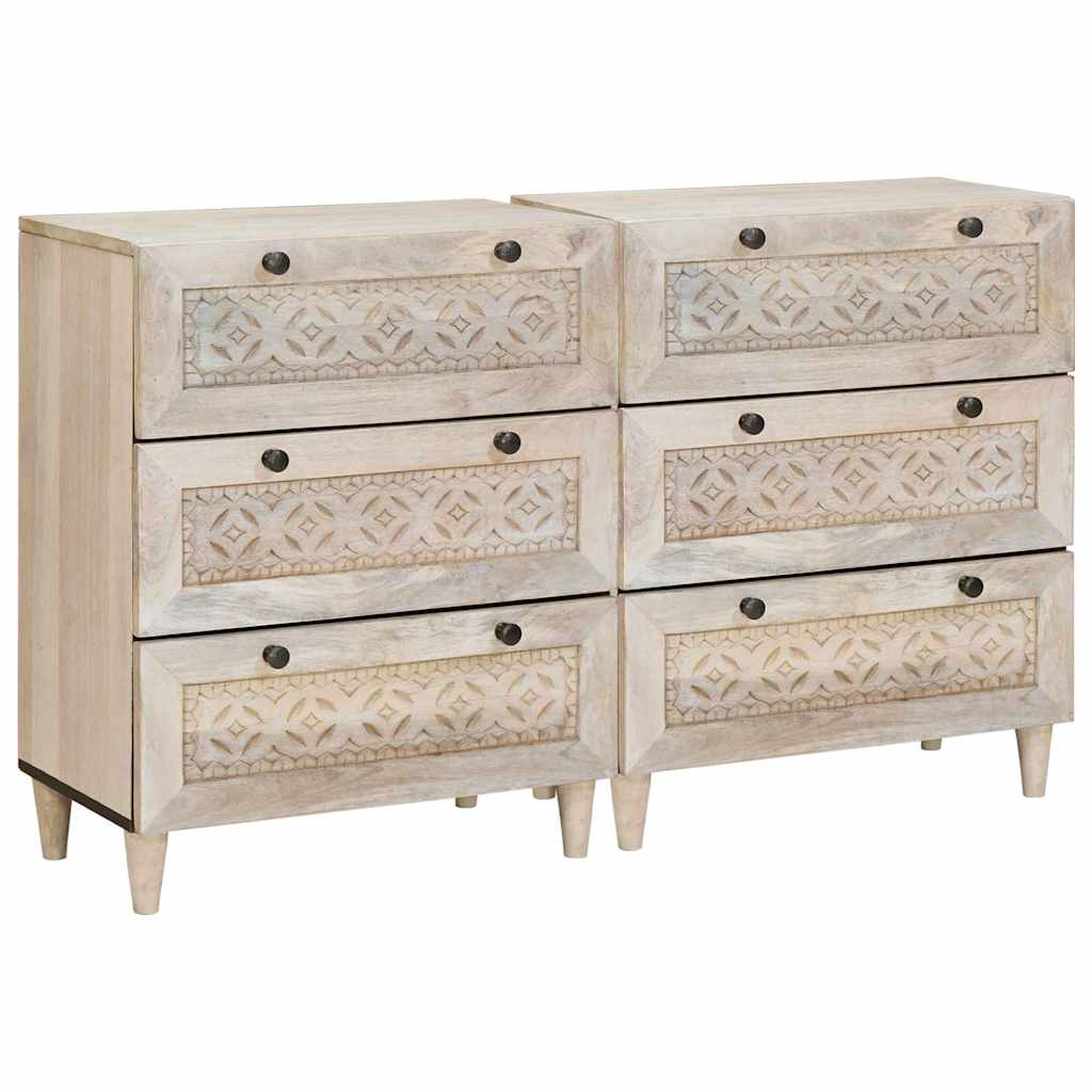 vidaXL Sideboard 2 pcs Weiß 120 x 33,5 x 75 cm massives Mangoholz