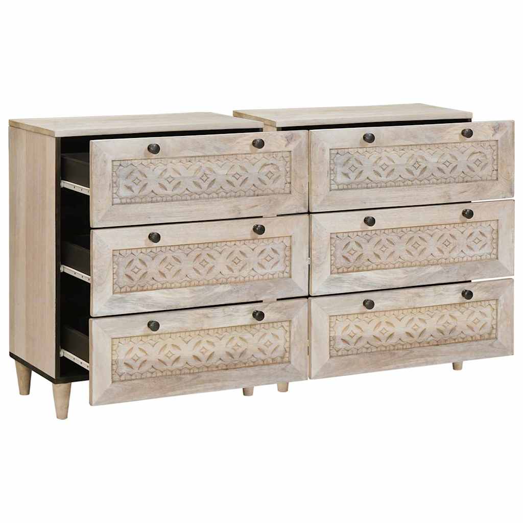 vidaXL Sideboard 2 pcs Weiß 120 x 33,5 x 75 cm massives Mangoholz
