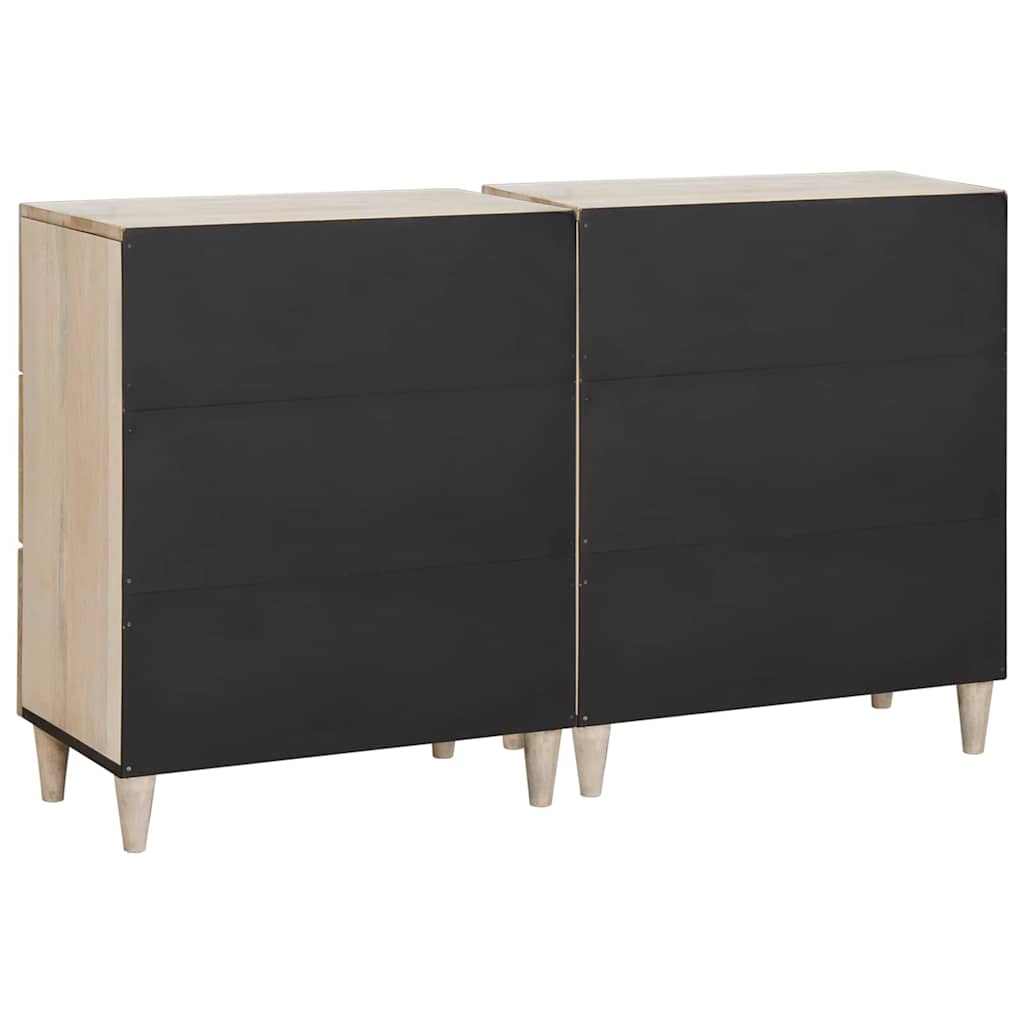 vidaXL Sideboard 2 pcs Weiß 120 x 33,5 x 75 cm massives Mangoholz
