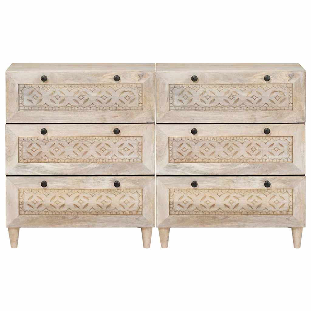 vidaXL Sideboard 2 pcs Weiß 120 x 33,5 x 75 cm massives Mangoholz