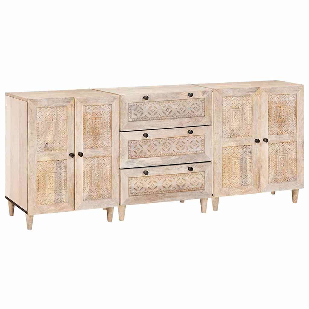 vidaXL Sideboard 3 pcs Weiß 180 x 33,5 x 75 cm massives Mangoholz