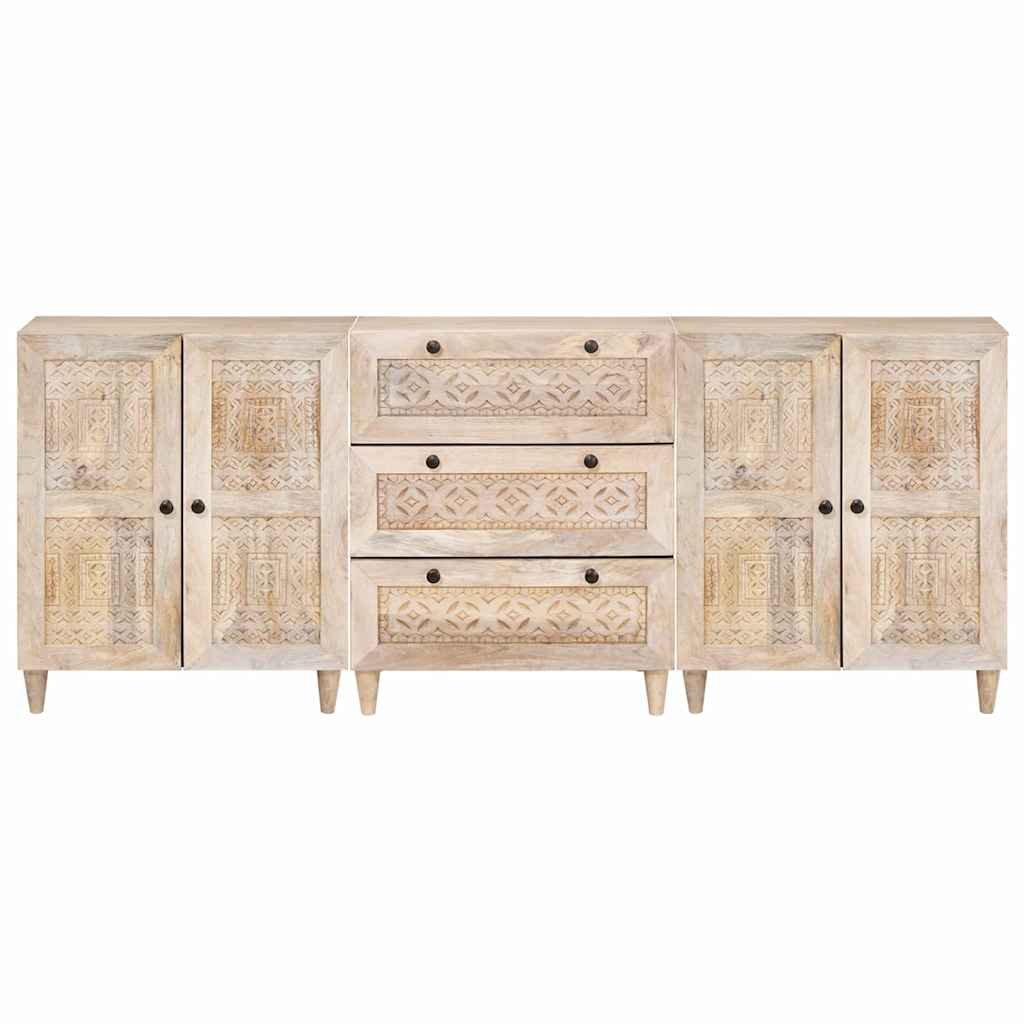 vidaXL Sideboard 3 pcs Weiß 180 x 33,5 x 75 cm massives Mangoholz