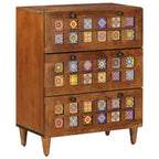 vidaXL Sideboard 3 pcs Walnuss 60 x 33,5 x 75 cm Massivholz Mango
