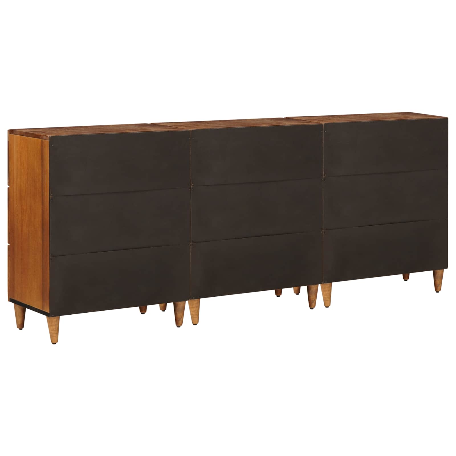 vidaXL Sideboard 3 pcs Walnuss 60 x 33,5 x 75 cm Massivholz Mango