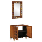 vidaXL Badezimmermöbel-Set Wandmontiert 2 pcs Walnuss Massivholz Mango