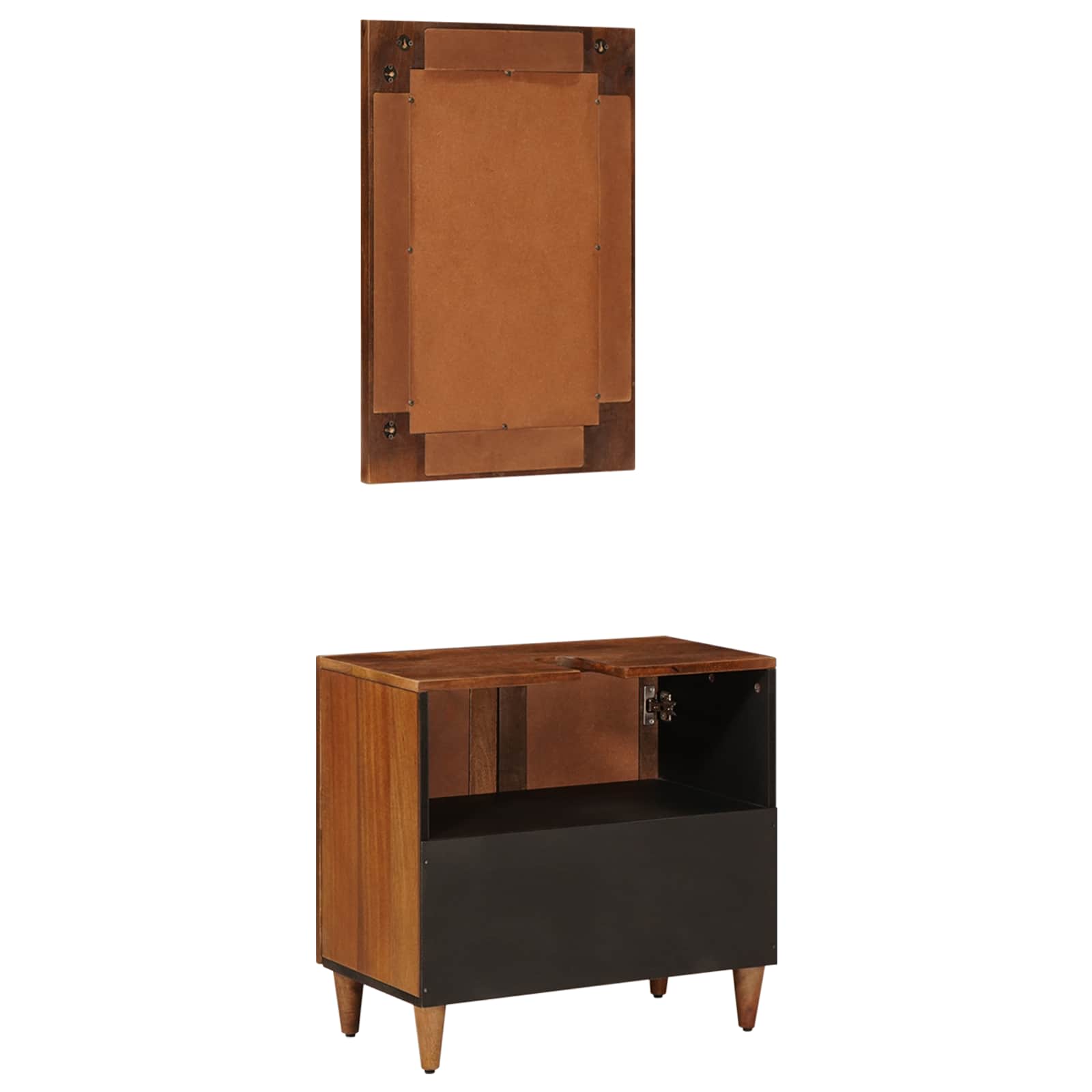 vidaXL Badezimmermöbel-Set Wandmontiert 2 pcs Walnuss Massivholz Mango