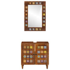 vidaXL Badezimmermöbel-Set Wandmontiert 2 pcs Walnuss Massivholz Mango