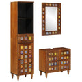 vidaXL Badezimmermöbel-Set mit Regal 3 pcs Walnuss Massivholz Mango