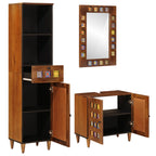 vidaXL Badezimmermöbel-Set mit Regal 3 pcs Walnuss Massivholz Mango