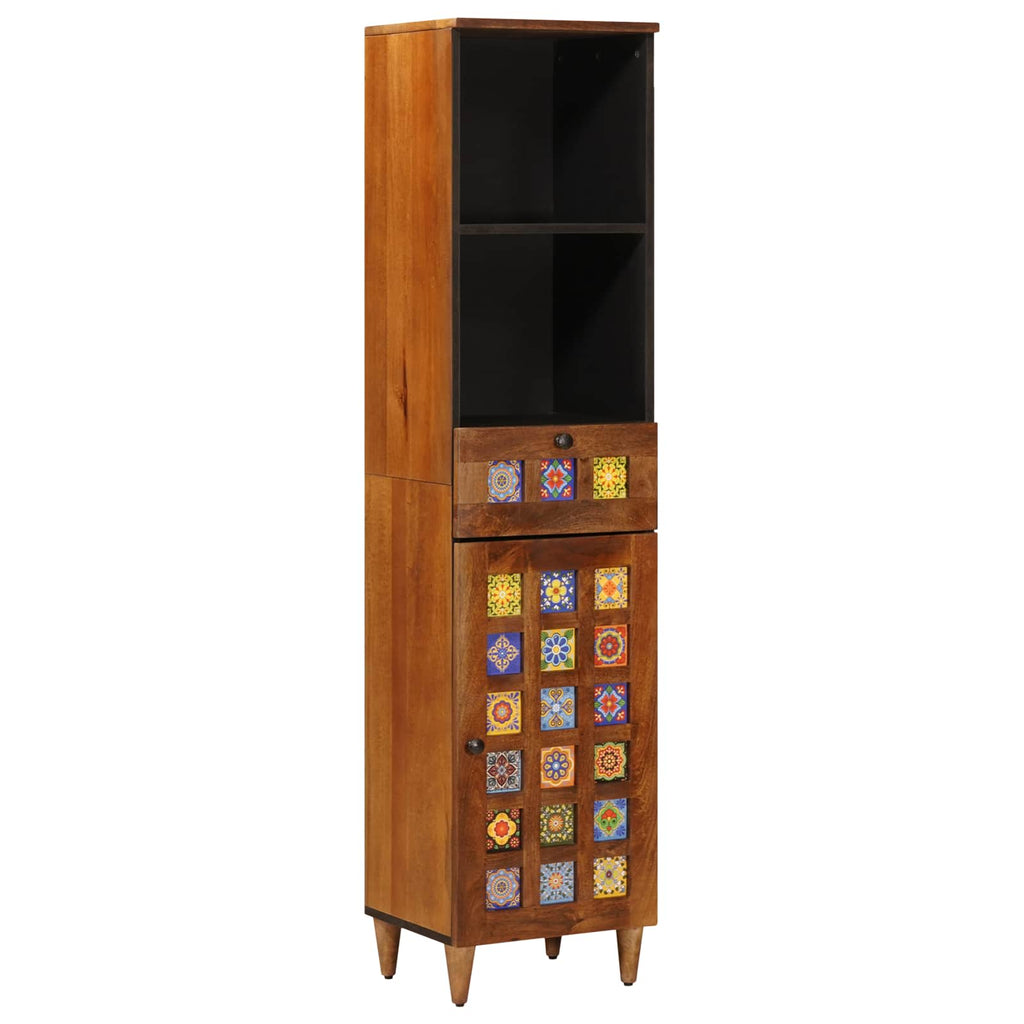 vidaXL Badezimmermöbel-Set mit Regal 3 pcs Walnuss Massivholz Mango