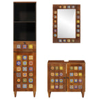vidaXL Badezimmermöbel-Set mit Regal 3 pcs Walnuss Massivholz Mango